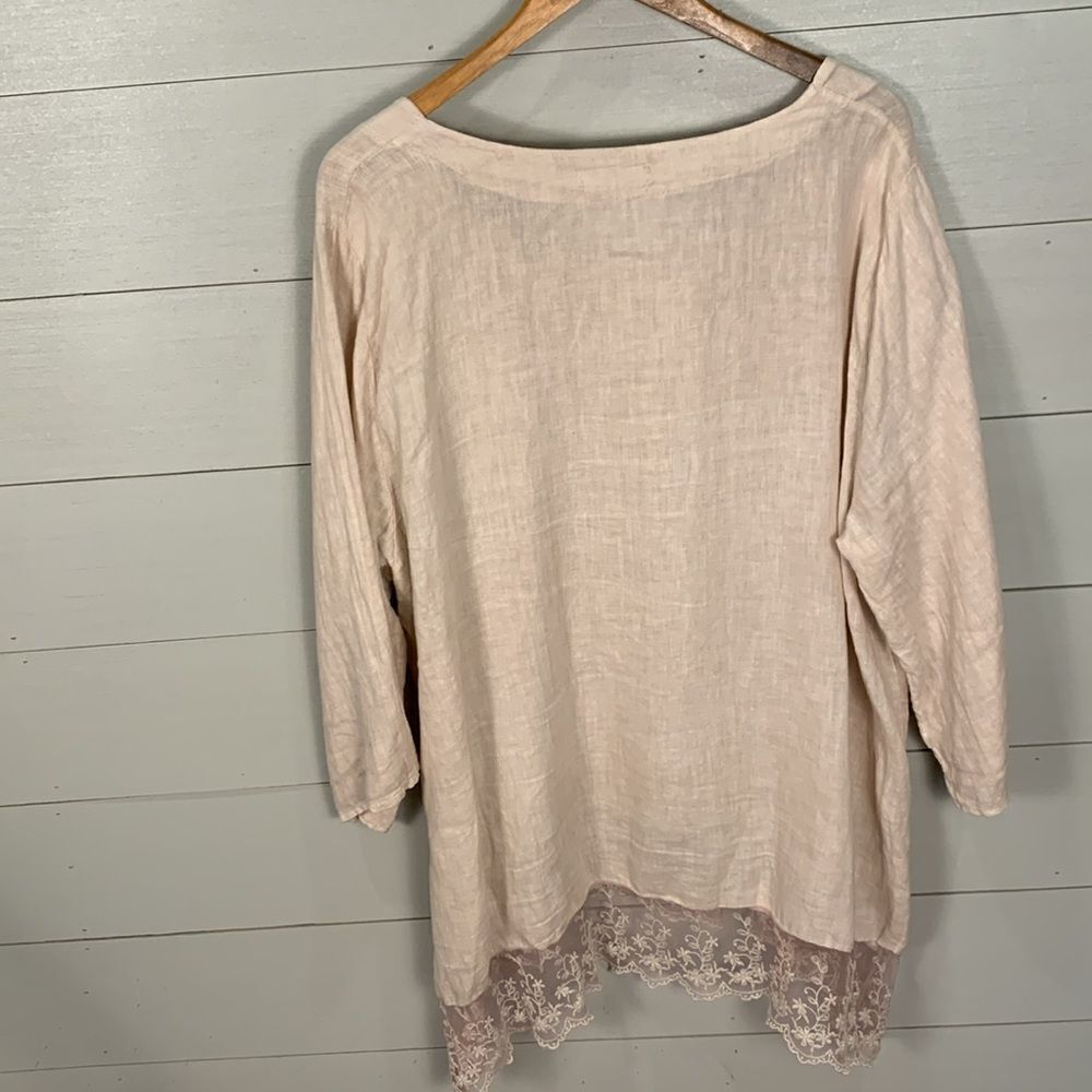 Stella Martini made in Italy 100% linen 1X feminine pink lace size 1X - Picture 7 of 7